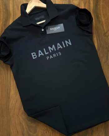 BALMAIN & ESSENTIALS Cotton Collar T-shirt (Black)